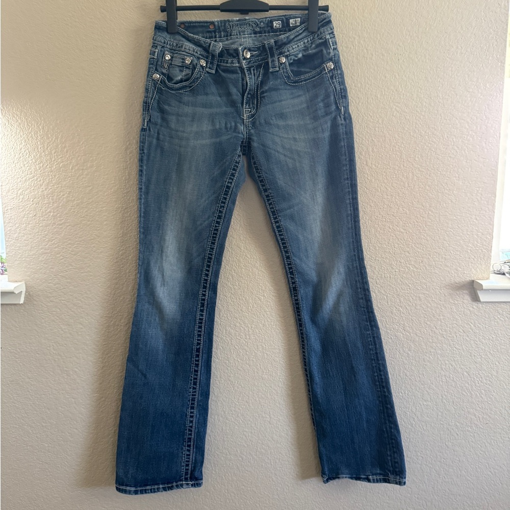 Miss Me Boot Cut Jeans Women’s 29 Floral Stud Jewel Rhinestones